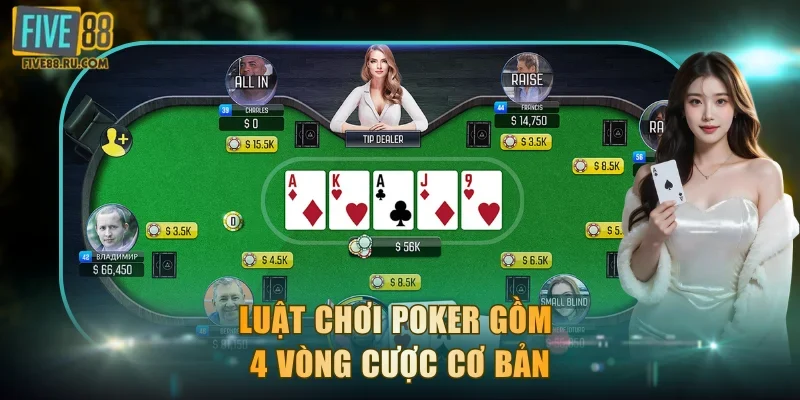 Luật chơi oker gồm 4 vòng cược cơ bản